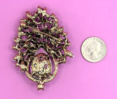 Gold Tone & Multicolor Rhinestones Flowers Bouquet Brooch Contemporary