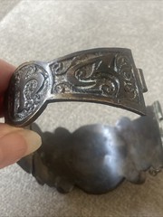 Vintage Antique Moroccan Enamel Berber Cuff Bracelet Ethnic Tribal Bangle