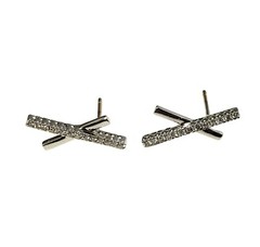 Vintage 14 Karat White Gold and Diamond “X” Earrings #11406