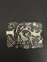 Set of 2 Vintage ALICE NEELY Signed Urban Fetish Brooch Petroglyph Figure Pins