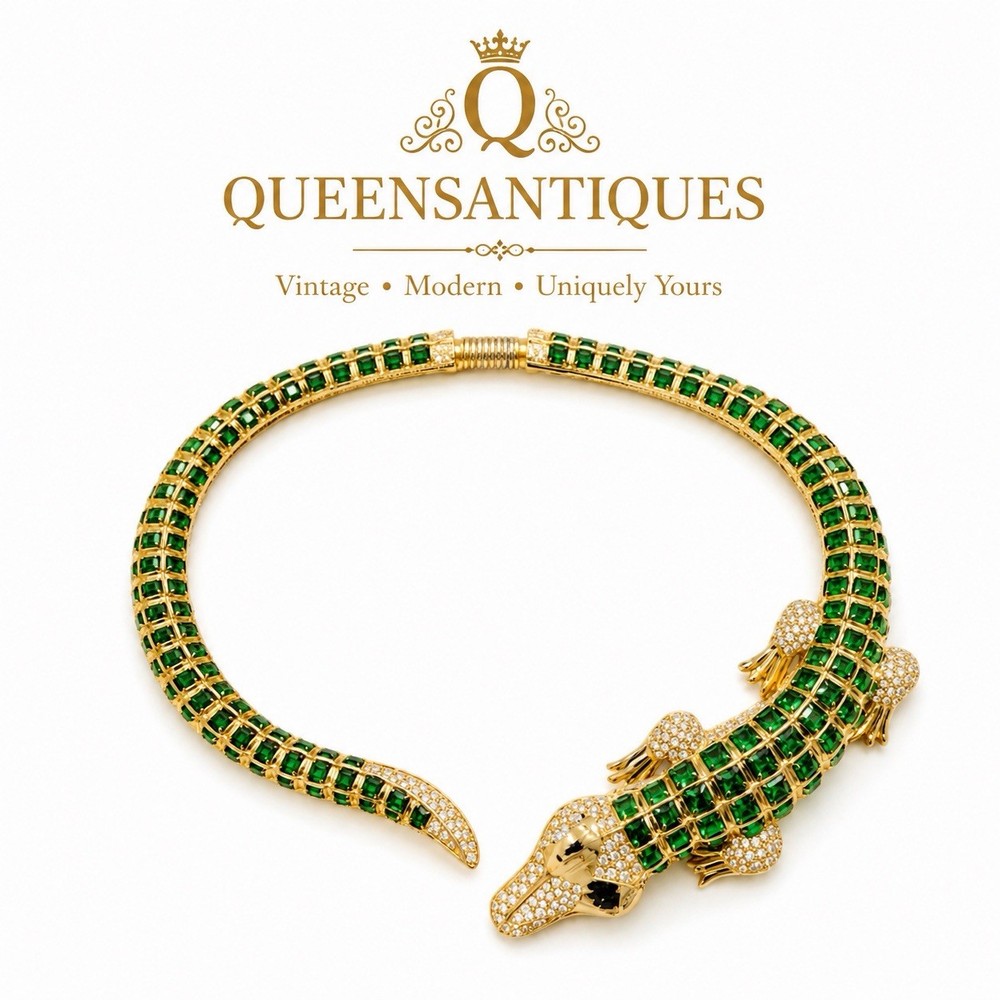 Kenneth Jay Lane 18K Gold Plated Gold Emerald Iconic Emerald Necklace