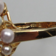 Ross Simons Sterling Silver Ring Gold Vermeil Faux Pearl Vintage Size 7