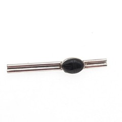 GFMW Great Falls Metal Works 925 Sterling Vintage Real Black Onyx Scarab Brooch
