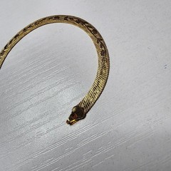 Vintage Lady Remington Bracelet Yellow Gold Plated Serpentine Floral Snake 7″ In