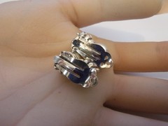 Vintage JOMAZ Earrings Double Faux Mabe Pearl Silver-tone Crystal Accents Signed