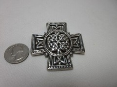 VINTAGE BRIGHTON CELTIC CROSS BROOCH PIN SILVER TONE #110