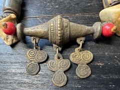 Handmade Nepal Tribal Necklace: Vintage Beads, Amulet Pendant