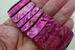 HOT PINK MOP STRETCH 1 1/4″ W #195A VTG COSTUME BRACELET