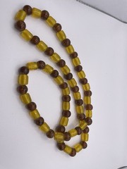 Vintage Glass Bead Necklace Yellow Brown Speckled Yellow Green Red