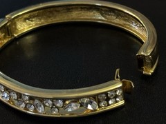 Nolan Miller Bracelet Rhinestones Gold Tone 2.25” Inner Diameter Vintage
