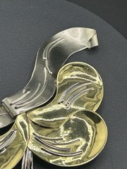 Ruth Rosenfeld Mixed Metal Modernist Brooch 4”