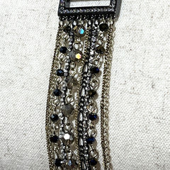 Art Deco 6-Strand Lariat Smoky Quartz Faceted Crystal Necklace w/AB; Dramatic!