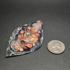 VTG Beryl Sheldon Signed MCM Copper Enamel Fused Glass Brooch Pin