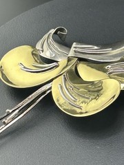 Ruth Rosenfeld Mixed Metal Modernist Brooch 4”