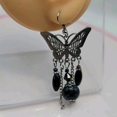 Vintage Butterfly Charm Earrings with Dangles Pierced Earrings