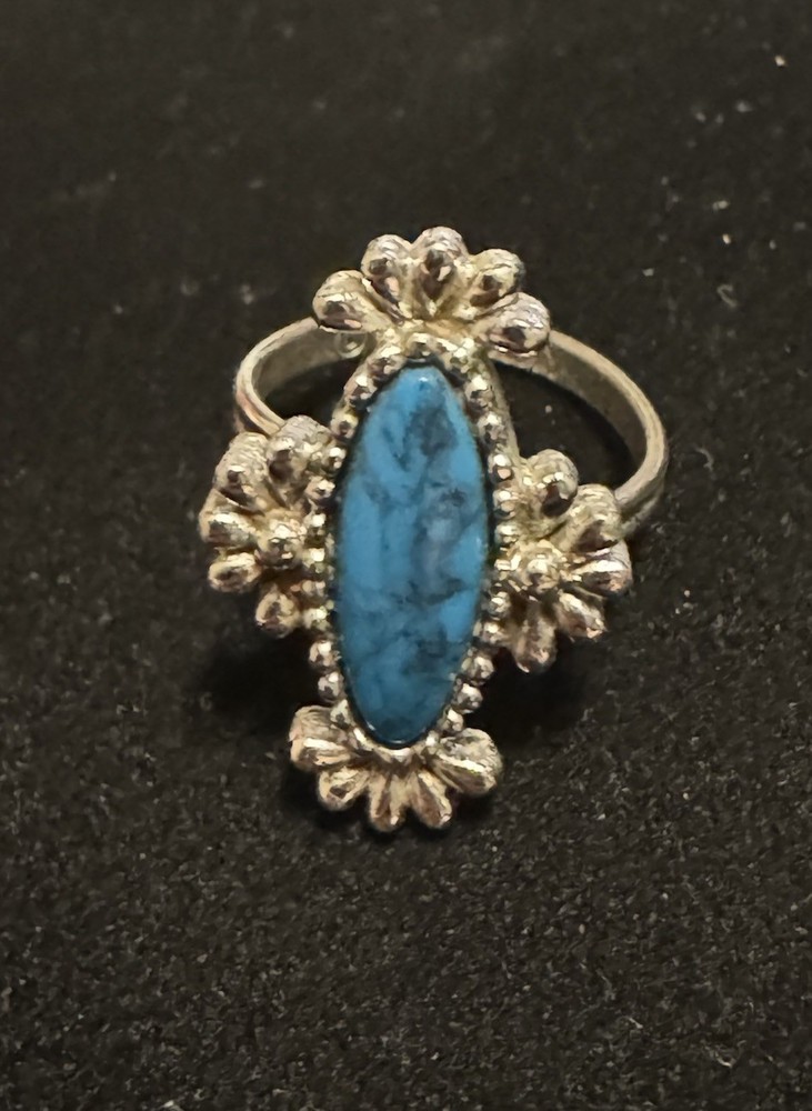 Vintage 1977 SARAH COV ‘Blue Cloud’ Adjustable Ring With Faux Turquoise Stone