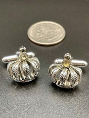 Vintage Royal Crown Figural Silver Tone Rhinestone King Swank Cufflinks