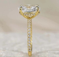 3CT Oval Cut Lab-Created Diamond Solitaire Wedding Ring 14K Yellow Gold Plated
