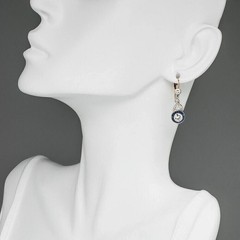 Art Deco Style 2.55Ct Lab Created Diamond & Sapphire 14K White Gold FN Earrings