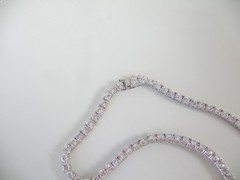 Vintage Sterling Silver 925 Cubic Zirconia Tennis Necklace Fits 18″