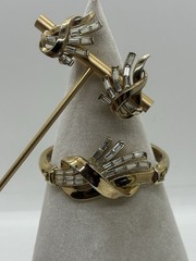 Trifari Meteor Demi Parure Bracelet Clip Earrings Alfred Philippe Book Piece