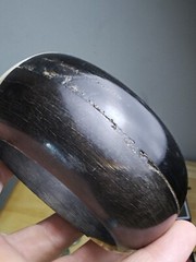 Horn Ox Buffalo Mother Of Pearl Abalone Vintage Thick Heavy Bangle Size 8
