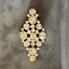 Vintage Art Deco Rhinestone Brooch Silver Tone Marquise Diamond Openwork Pin