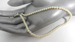 Antique Art Deco Faux Pearl Choker Dainty Rhinestone Clasp Granny Core 14.5″