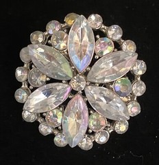 VTG Brooch Aurora Borealis Crystal Rhinestones Starburst Flower statement
