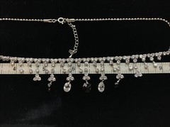 Vintage Silver tone Black Onyx Clear Cubic Zirconia Elegant Statement Necklace