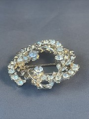 Vintage Fur Clip Sparkling Rhinestone & Gold Tone Clip Art Deco Fashion
