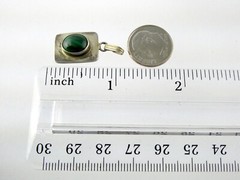 Vintage Southwestern Sterling Silver Malachite Cabochon Pendant 2.8g 7/8 Inch