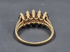 Vintage Almandine Garnet Ring, Five Stone 14K Gold Band Size 9