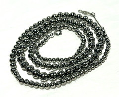 Vintage Napier Signed Silver Tone Bead Graduated Bead 24” Necklace Chain Strung
