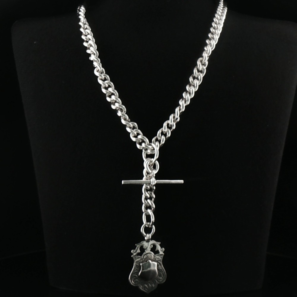 Magnificent Antique Birmingham Sterling Silver Albert Watch Chain