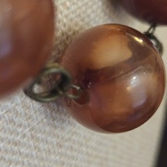 Big Chunky Root Beer Lucite Bead Necklace Graduated Statement 17.5” Length +3″
