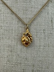 Vintage Ronte of Hollywood Gold Nugget Pendant Necklace Card 24K GP 1970s 1980s