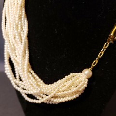CAROL LEE VINTAGE MULTI STRAND FAUX PEARL NECKLACE GOLD TONE CLASP 16 STRANDs