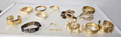 Mixed metal materials lot of 13 bracelets some Signed