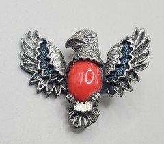 2 Signed Vtg Enamel Brooches: NAPIER U.S. Flag, GERRYS Patriotic Eagle