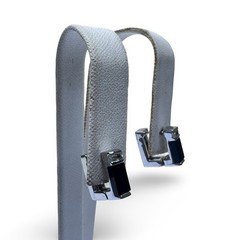 Onyx Sterling Silver Square Huggie Vintage Earrings
