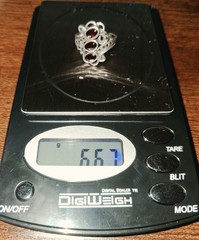 Vintage Heavy 6.7g Sterling Silver 3 Stone Garnet Marcasite Cocktail Ring Sz 8