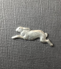 42144 – 2 Pc Running Rabbit Brass Jewelry Finding Silver Ox