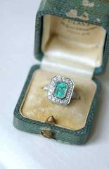 Art Deco Green Emerald Lab Created Diamond Halo 925 Silver Anniversary Gift Ring