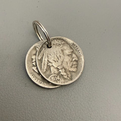 Vintage Buffalo Indian Head Nickel Coin Charm Pendant