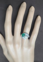2.28ct. Platinum Vintage Art Deco Natural Emerald Diamond Toi Et Moi Ring GIA