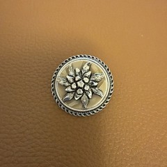 Vintage Scarf Clip Edelweiss Silvertone Faux Mother-of-Pearl Western Germany