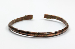 Vintage Copper & Brass Twisted Snake Head Cuff Bracelet 1/8″ Wide