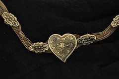 Vintage European Sterling Silver Niello Heart Bracelet – Multi‑Chain, 7″, 20g
