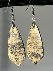 Natural Dendritic Fern Agate French Wire Flat Pull Drop Earrings lightweight